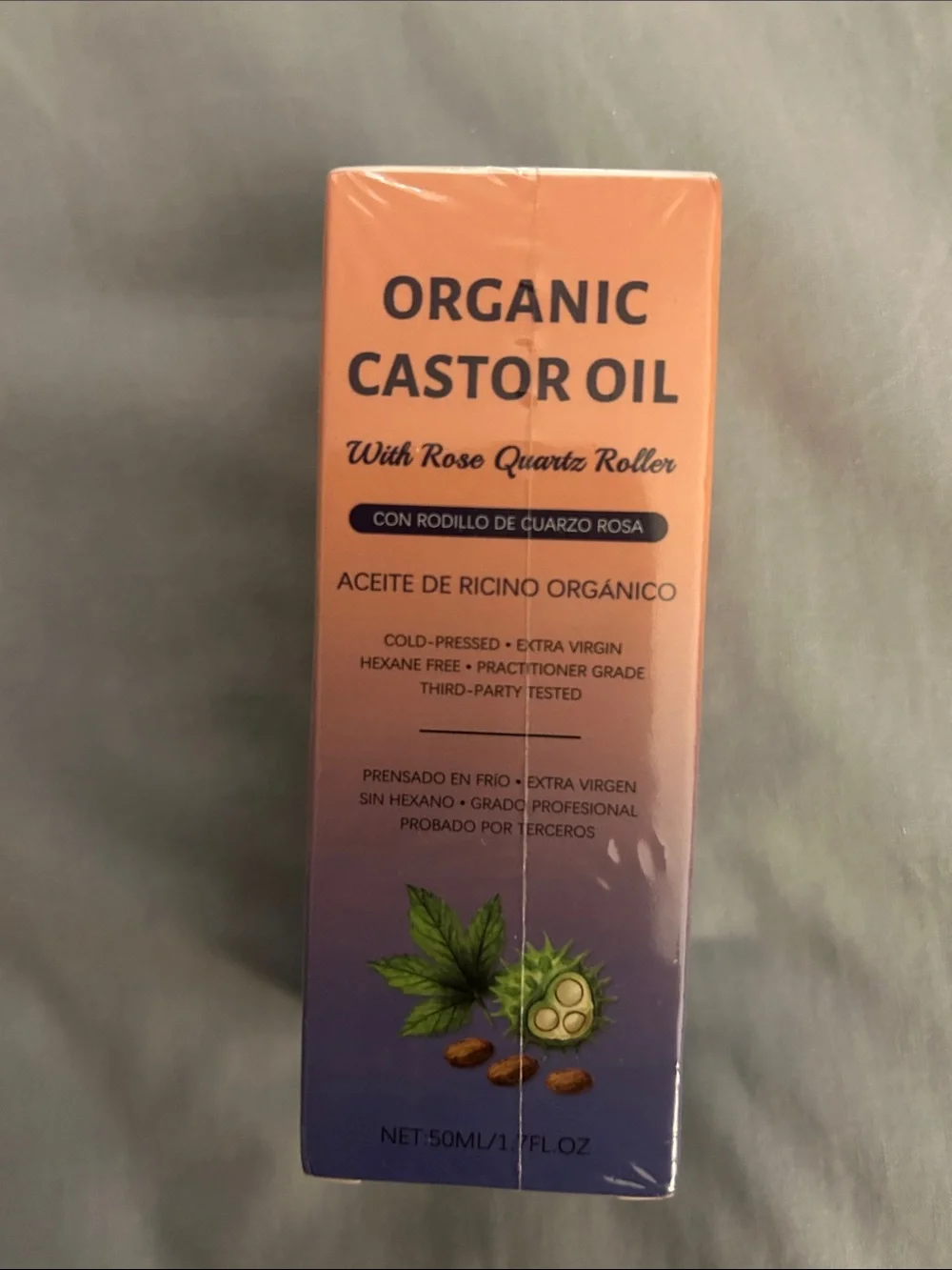 Organic Castor Oil with Rose Quartz Roller